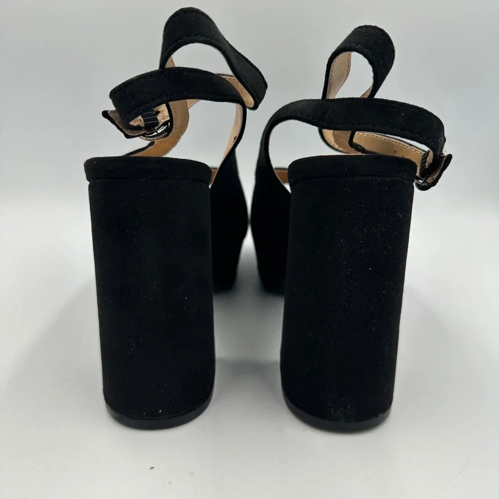 JustFab Hadley Black Platform Block Heeled Sandals Sz 8 NIB Bratz Style Peep Toe